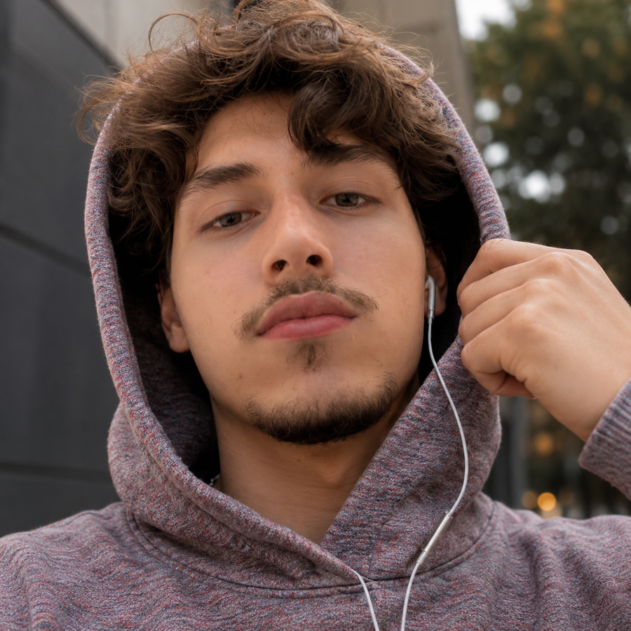 Customer wearing Chroma wired buds